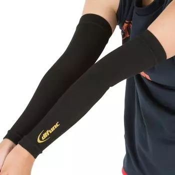 Arm Sleeve Arm Cover 1 Pair Black x Gold L Size Friction Resistant Graduated Compression Sweat Absorption Volleyball Baseball D&M D-7000