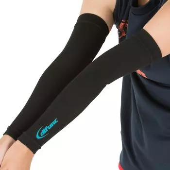 Arm Sleeve Arm Cover 1 Pair Black x Turquoise S Size Friction Resistant Graduated Compression Sweat Absorption Volleyball Baseball D&M D-7000