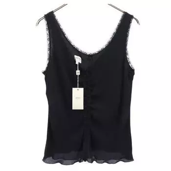 ARMANI COLLEZIONI silk Tank top 44 Black series Cut and sew back zip Women Used