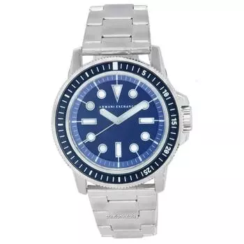 Armani Exchange Кварцевые мужские часы из нержавеющей стали с синим циферблатом AX1861