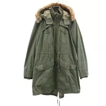 ARMANI EXCHANGE Military Faux Fur Mod coat L Khaki Women Used