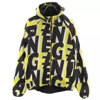 ARMANI Logo print With hood Jacket M Yellow x black Fleece-lined jumper Men s Used