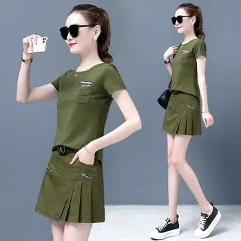 Армейский зеленый камуфляжный костюм большого размера для женщин, летний облегающий, модный и универсальный S армия зеленый