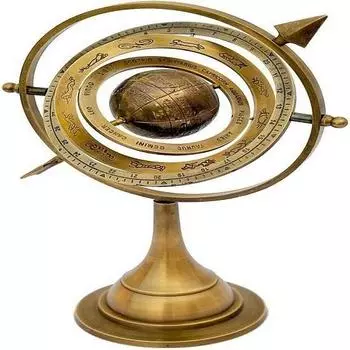 Армиллярная сфера из латуни с солнечными часами, морская астролябия, гравированный глобус
