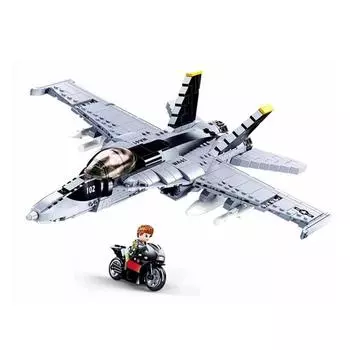 Армия F-18 Супер Шмель военный самолет warcraft 682 шт. кирпичи строительные блоки игрушки подарок No Box