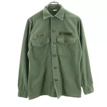 Армия США 70-х годов DSA Хлопковый сатин Рубашка военная с длинным рукавом 14 1/2 хаки Мужская Б/У