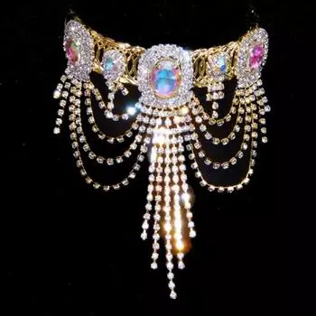 Armlet Butterfly Rhinestone Anklet Adjustable Oval Upper Arm Bangle Crystal Tassel Arm Chain Girls Oval-Gold