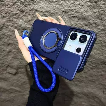 Armor Magnetic Case for Redmi Note 14 13 Pro Plus 5G 4G Xiaomi 14T Pro With Lanyard Slide Camera Protection Shockproof Cover Redmi NOTE14 4G