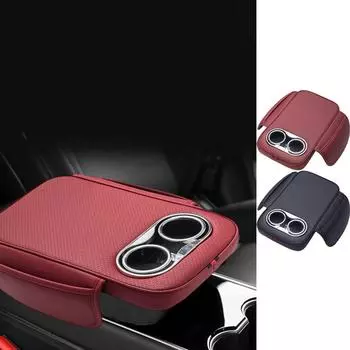 Armrest Cover For Car Car Armrest Cover Center Console Pad Cushion Storage Box Arm Rest Covers Leather Cup Holder Center Console красный