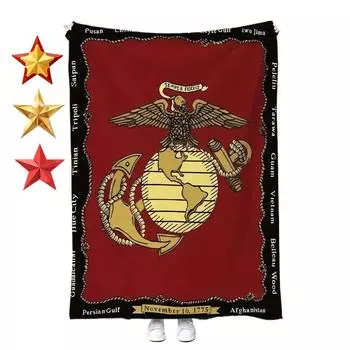 Army Fan Marine Badge Print Army Flag Style Sofa Cozy Lounge Cover Blanket Blanket for Men s Best Gift Sofa Bedroom Blanket 30x40inch