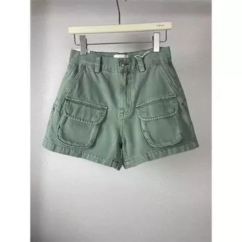 Army Green Flap Pocket High Waist Denim Shorts Army Green EUR25