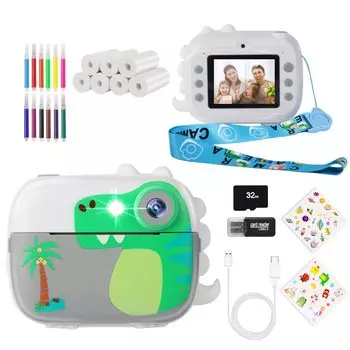 ARNSSIEN Детская камера с мгновенной печатью, игрушечная цифровая камера с HD-видео для мальчиков и 7 рулонов моментальной бумаги для детей от 3 до 12 лет,