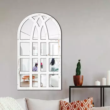 Арочное оконное стекло Зеркальная арка Фермерский дом Стена Акриловый домашний декор Навесной декоративный белый