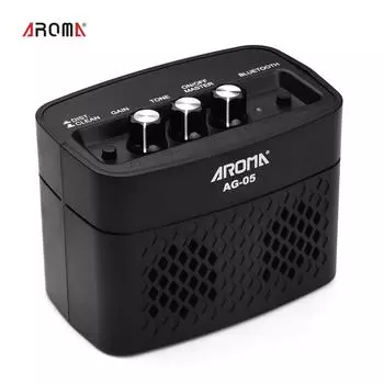 AROMA AG-05 Bluetooth-усилитель для электрогитары, 5-ваттный стереовыход, усиление тона с искажениями чёрный