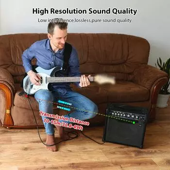 Aroma Беспроводная гитарная система, перезаряжаемый портативный UHF гитарный передатчик, приемник, набор для электрогитары EU Version чёрный