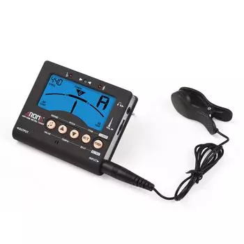 Aroma Гитарный тюнер для хроматической гитары, баса, скрипки, укулеле, подсветка ЖК-дисплея, портативный чёрный