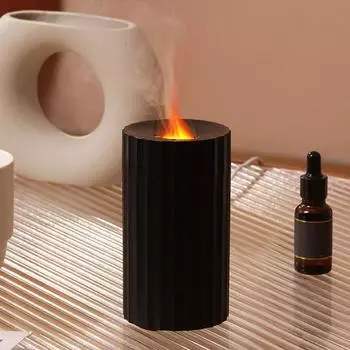 Аромадиффузор лампа с эфирным маслом 100 мл USB портативный увлажнитель воздуха с цветным пламенем ночник диффузор пламени для эфирных масел чёрный