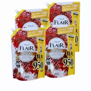 Аромат Humming Flare со сладким пряным ароматом, сменный блок, 950 мл x 4, кондиционер для белья