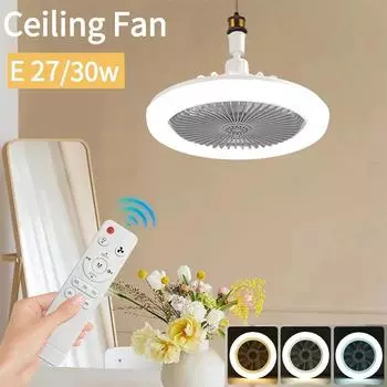 Ароматерапевтический потолочный вентилятор со светодиодной подсветкой E27 с пультом дистанционного управления, вращающийся бесшумный электрический вентилятор для кухни, спальни, гостиной