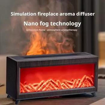 Ароматерапевтический увлажнитель воздуха, диффузор эфирных масел с 7 цветными лампами, пультом дистанционного управления, функцией таймера, дизайн камина EU белый