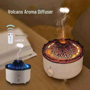 «Ароматерапевтический увлажнитель воздуха с эффектом вулканического пламени»: Высококлассный настольный симулятор пламени White белый