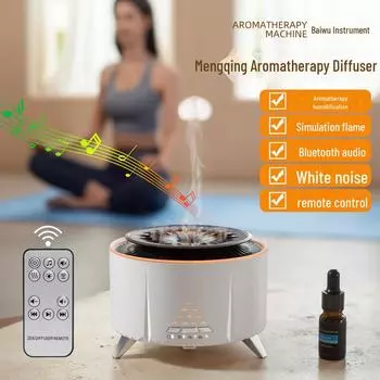 Ароматерапевтический увлажнитель воздуха Volcano: Bluetooth-динамик, диффузор эфирных масел, большой объем тумана, таймер, дистанционное управление. V28 Basic белый