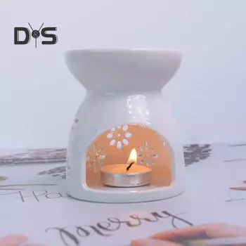Ароматерапия с ложкой, белая керамическая ароматерапия, воскотопка с вырезом, домашний настольный нагреватель воска для спальни, комнаты для медитации C