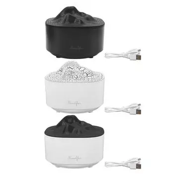 Aromatherapy Diffuser Humidifier with LED Colorful Lights Lava Mountain 1.5L USB Essential Oil Diffu Black Anf Black Stripe