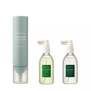 Aromatica Rosemary Salt Scrub Shampoo 300g & Root Enhancer & Anti-Hair Loss Tonic, 1 unit