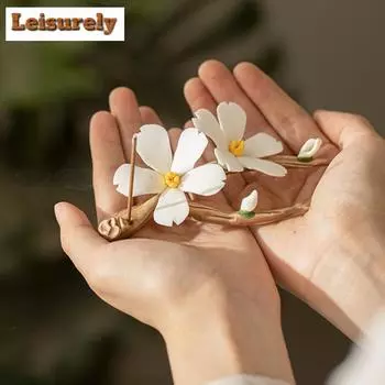 Ароматическая палочка «Цветок персика» для помещений, керамический держатель для благовоний, креативный, вручную замешанный цветок, чайное искусство, небольшие украшения, подарок для чайной церемонии