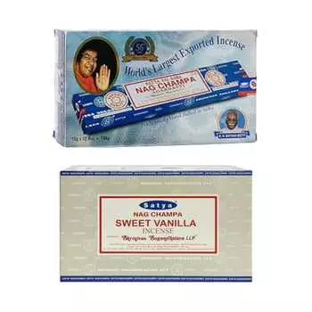 Ароматические палочки Сатья Наг Чампа и сладкая ваниль Агарбатти 1+1Комбо(180 ГМ+180 ГМ ) Коробка | 12 упаковок по 15 грамм в коробке | Экспортное качество