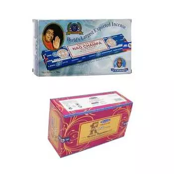 Ароматические палочки Сатья Наг Чампа и натуральная роза Агарбатти 1+1Комбо(180 ГМ+180 ГМ ) Коробка | 12 упаковок по 15 грамм в коробке | Экспортное качество