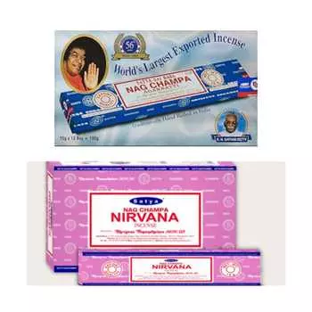 Ароматические палочки Сатья Наг Чампа и Нирвана Агарбатти 1+1Комбо(180 ГМ+180 ГМ ) Коробка | 12 упаковок по 15 грамм в коробке | Экспортное качество