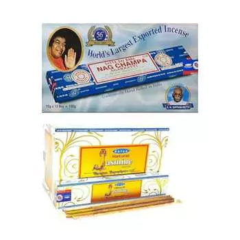 Ароматические палочки Сатья Наг Чампа и натуральный жасмин Агарбатти 1+1Комбо(180 ГМ+180 ГМ ) Коробка | 12 упаковок по 15 грамм в коробке | Экспортное качество
