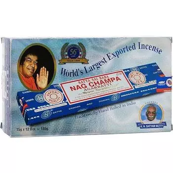 Ароматические палочки Satya Nag Champa Agarbatti 180 грамм коробка | 12 упаковок по 15 грамм в коробке | Экспортное качество коричневый
