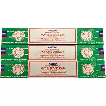 Ароматические палочки Satya Nag Champa Ayurveda Agarbatti — упаковка из 3 шт. (15 грамм каждая)