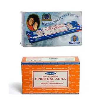 Ароматические палочки Satya Nag Champa и Spiritual Aura Agarbatti 1+1Combo(180 ГМ+180 ГМ ) Коробка | 12 упаковок по 15 грамм в коробке | Экспортное качество