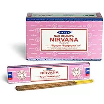 Ароматические палочки Satya Nag Champa Nirvana Agarbatti 180 граммов в коробке | 12 упаковок по 15 граммов в коробке | Экспортное качество m коричневый