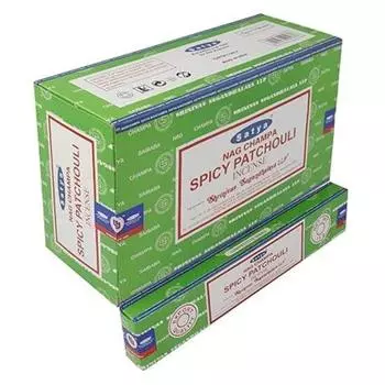 Ароматические палочки Satya Nag Champa, Пряные Пачули, Агарбатти, 180 грамм, Коробка | 12 упаковок по 15 граммов в коробке | Экспортное качество коричневый