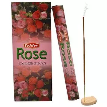 Ароматические палочки Tridev Agarbatti Rose | Шестиугольная серия | Аромат | Преданный | 3 шт * 20 г для пуджи/поклонения