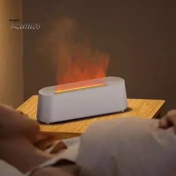 Ароматический диффузор пламени, увлажнитель воздуха, защита от автоматического отключения, низкий уровень шума, энергосберегающий туманообразователь, настольная ночная лампа чёрный