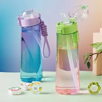 Ароматизированная бутылка для воды, силиконовая трубочка, чашка с фруктовым ароматом, герметичная питьевая спортивная бутылка для воды с воздухом для спортзала на открытом воздухе, GIF 850ml