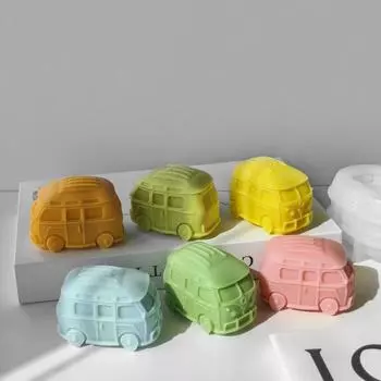 Ароматизированная свеча в виде фургона, автобуса, силиконовая форма, сделай сам, реалистичная форма для автомобиля, смола, гипс, инструмент для изготовления мыла, подарки ручной работы, декор для вечеринки и дома