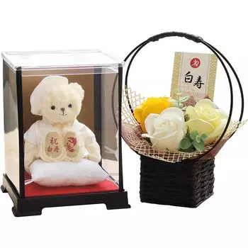 Ароматизированное мыло Hakuju Bear 12 см маленького размера [Petit Lou] (Дело Цветок) белый