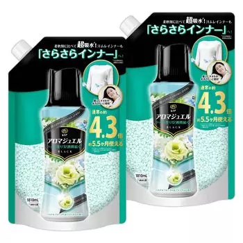 Ароматизированные бусины Lenor Happiness Aroma Jewel с пастельным цветочным ароматом, сменный блок x 2 пакета и 1810 мл [Оптовая закупка] [Большая емкость] зелёный