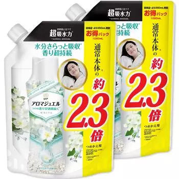 Ароматизированные бусины Lenor Happiness Aroma Jewel с белым чаем, сменный блок, очень большой, 1080 мл, 2 шт. [Оптовая закупка] белый