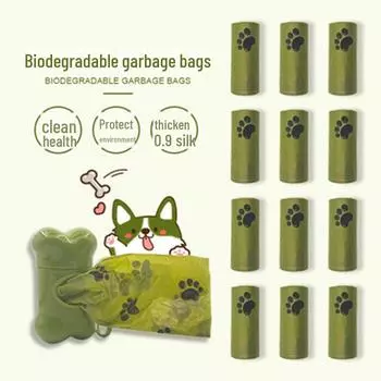 Ароматизированные разлагаемые пакеты для собачьих отходов — портативные и утолщенные для использования на открытом воздухе single, 21.5*30.5cm, 18G/roll зелёный