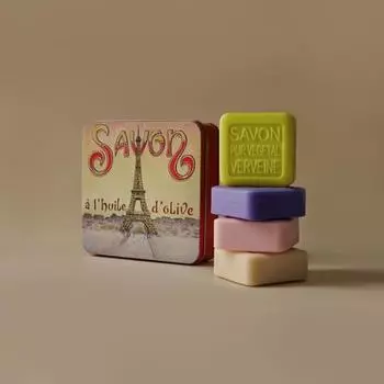Ароматное мыло La Savonne Lidgnon, большая жестяная упаковка, 4 шт.
