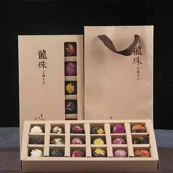 Ароматный чай Yunnan Raw Pu er 120г (18 шт) Подарочная коробка с цветами Dragon Ball ручной работы