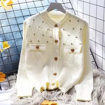 Ароматный короткий свитер, кардиган, пальто, женская свободная верхняя одежда, весенний японский милый вязаный кардиган с круглым вырезом, женский свитер One Size небесно-голубой